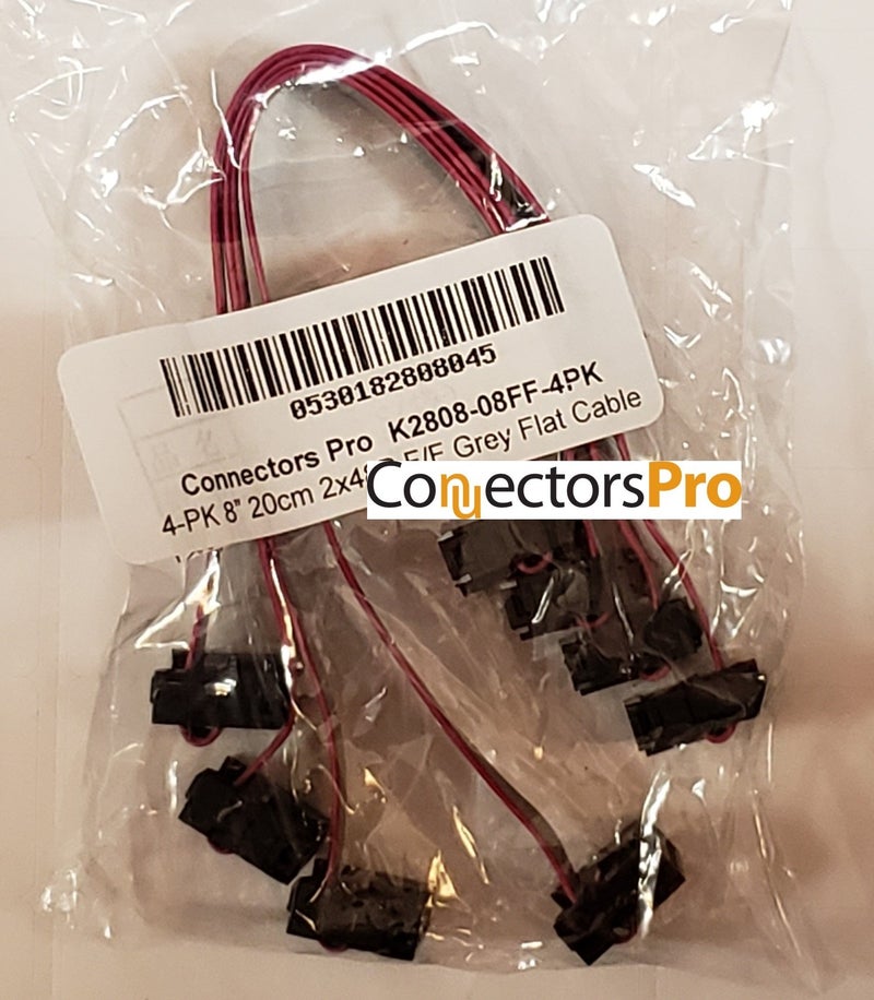 Connectors Pro Pc Accessories 8 Inces 20cm Length 2x4 8P IDC 4-Pack Silver Flat Ribbon Cable with Black 2.54mm FC (8P-20cm-4PK) - Image 3